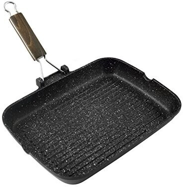 H+H Grill pan fit stone 35 x 25 cm steel anthracite/white (885535)