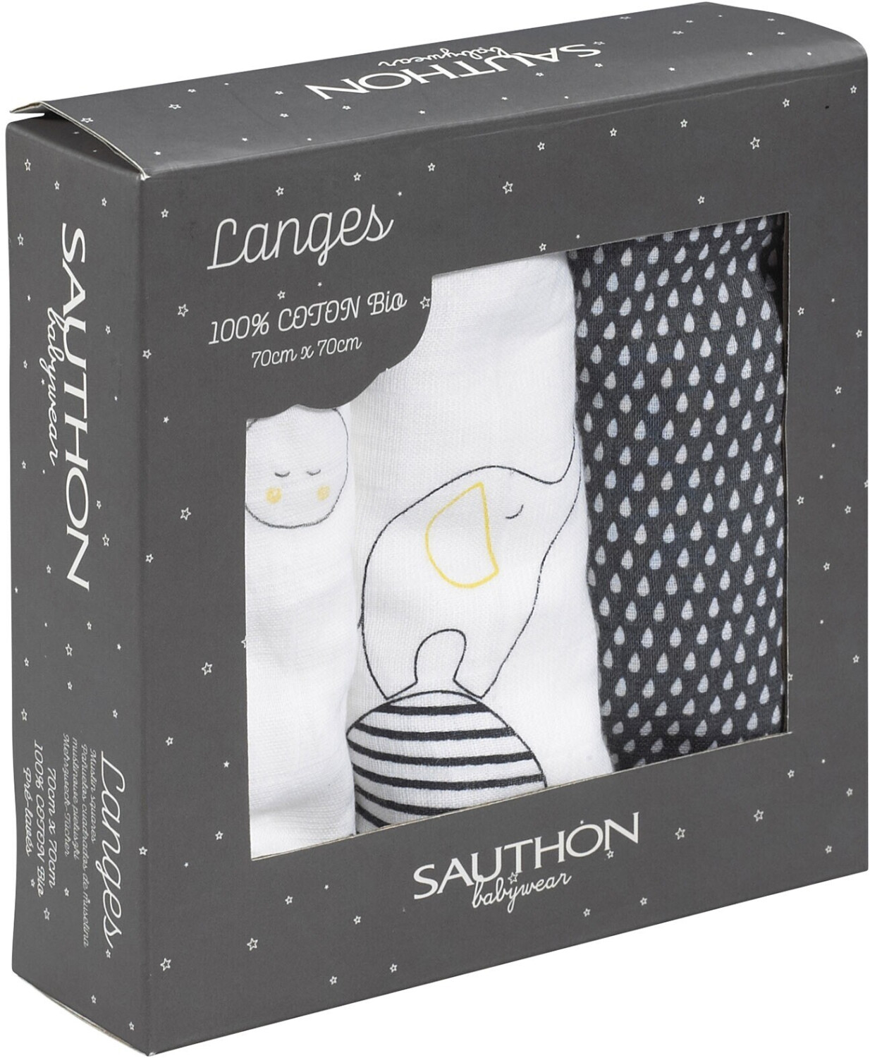 Sauthon Lot de 3 langes Babyfan