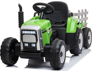 Traktor mit rotem Anhänger, elektrisch 12 Volt für Kinder mit elter