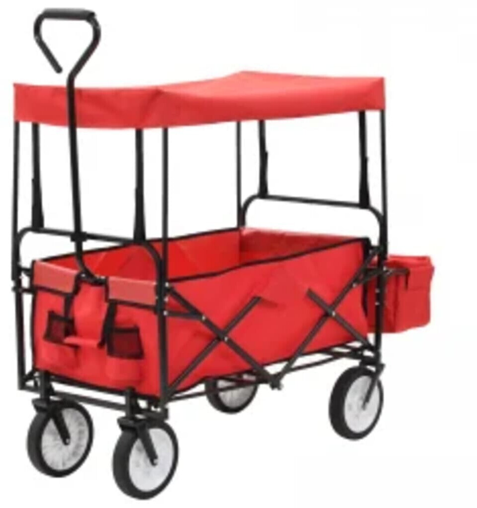 vidaXL Foldable Handcart with Canopy red