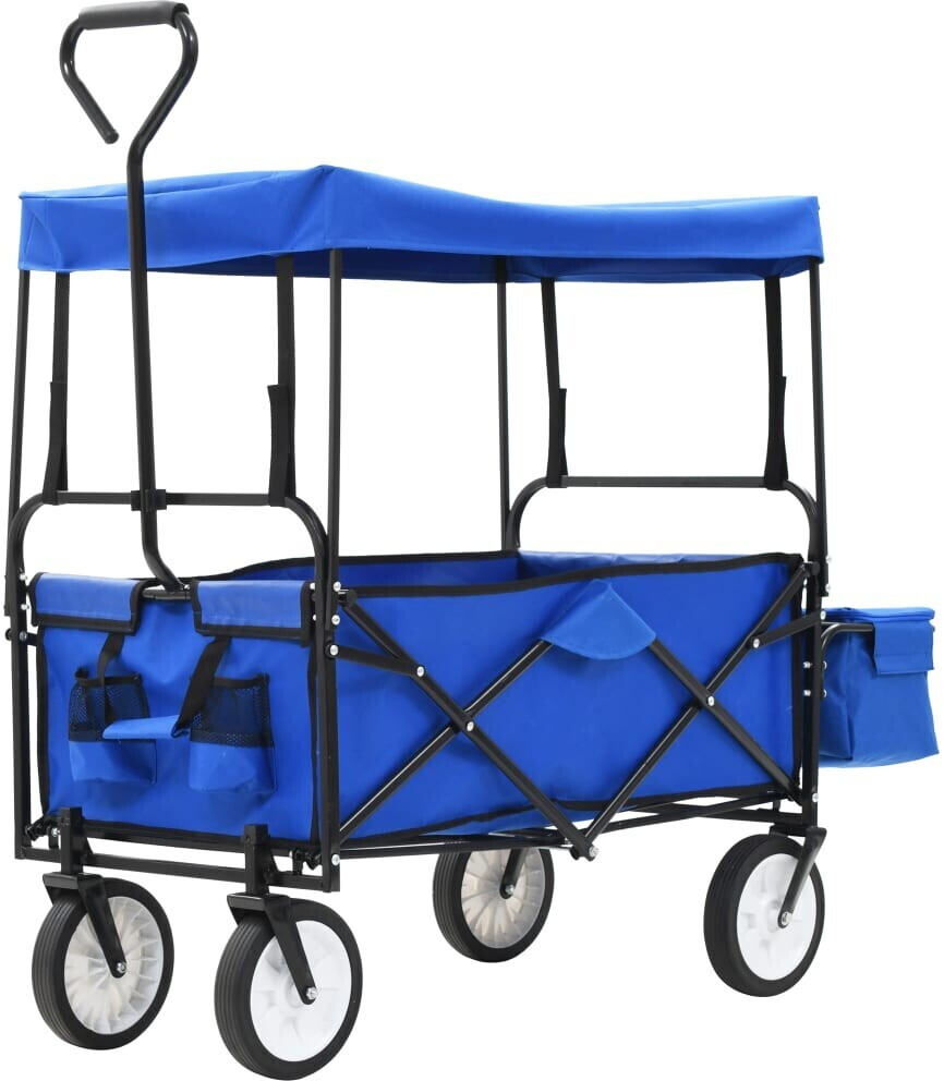 vidaXL Foldable Handcart with Canopy blue