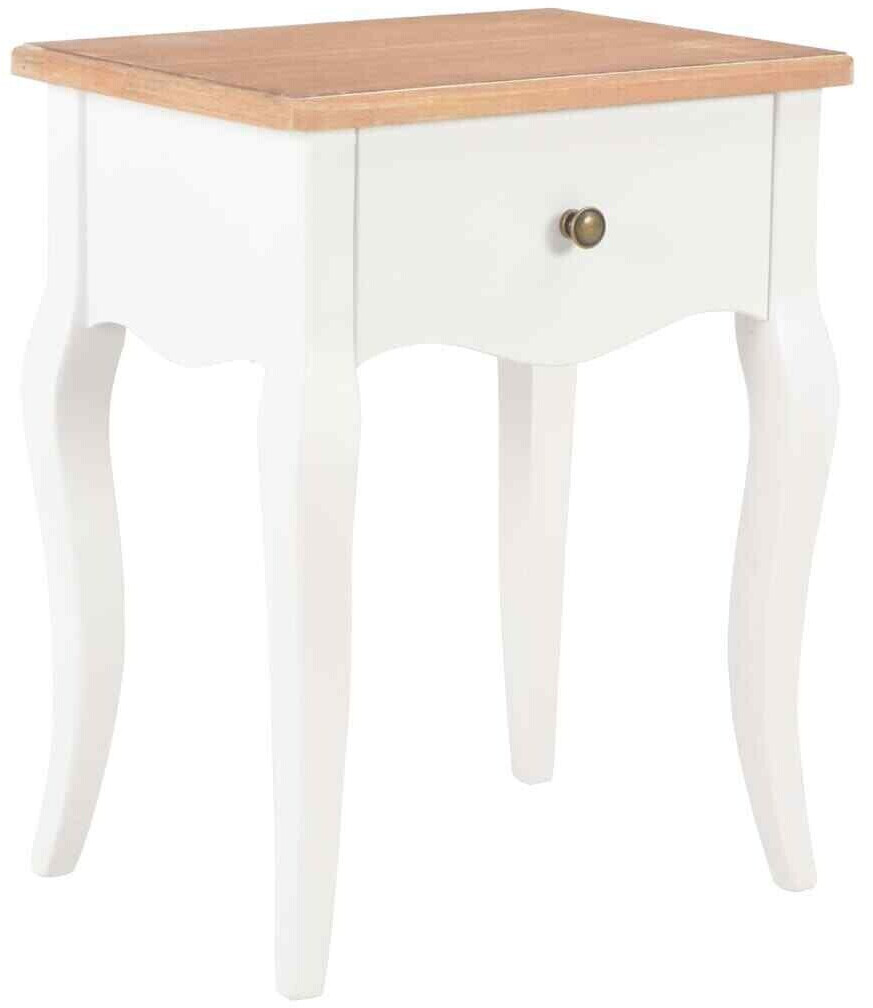 vidaXL Solid Pine Wood Bedside Table - White
