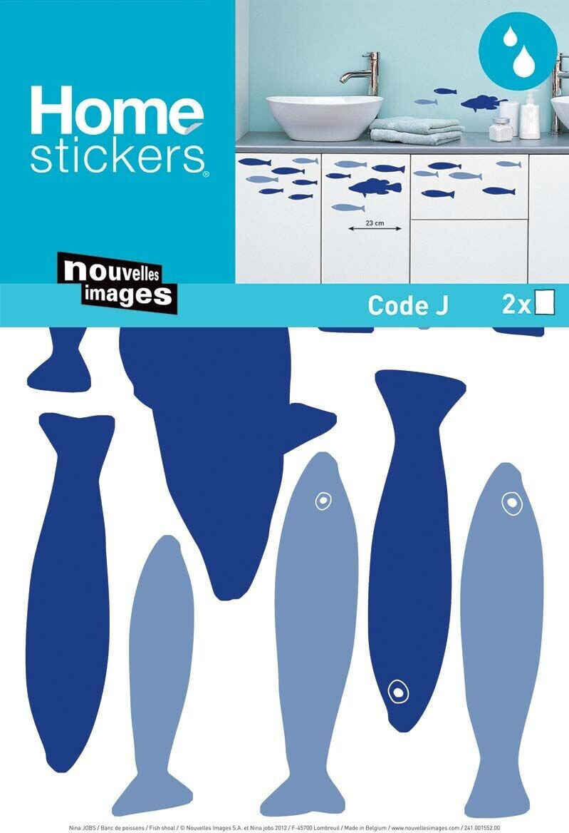 Nouvelles Images Sticker mural banc de poissons bleus