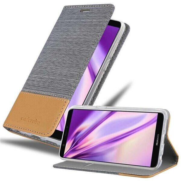 Cadorabo Hoesje Geschikt Voor Huawei P SMART 2018 / Enjoy 7S In ZWART Silicone Beschermhoes Met Gouden Ringen Koordriem En Afneembare Etui
