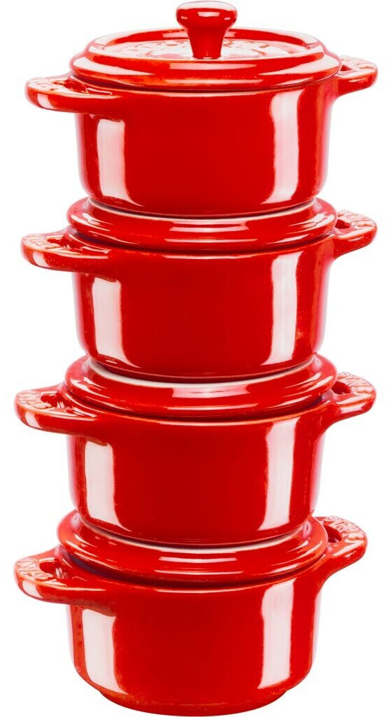 Staub Ceramique cocotte set 4-pcs round ceramic cherry-red