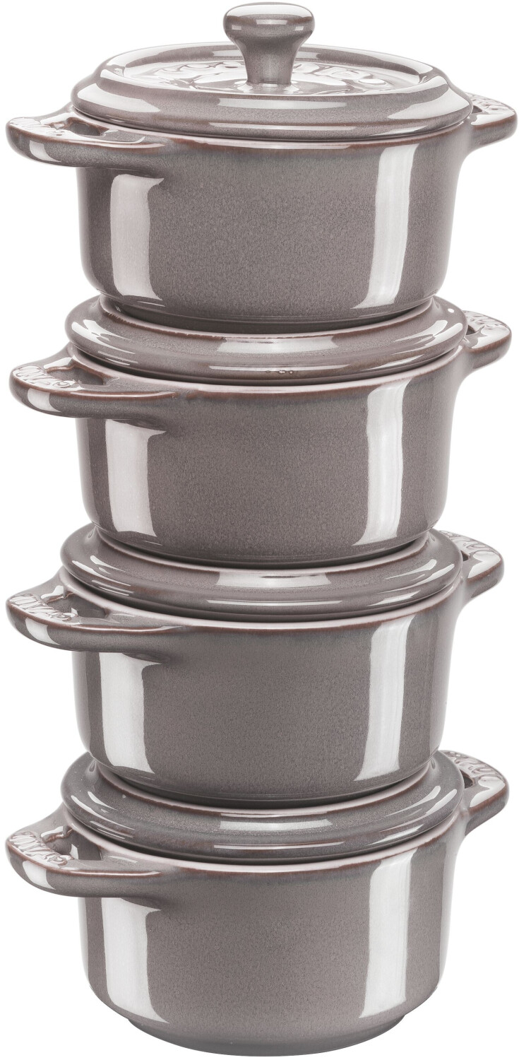 Staub Ceramique cocotte set 4-pcs round ceramic antique-grey