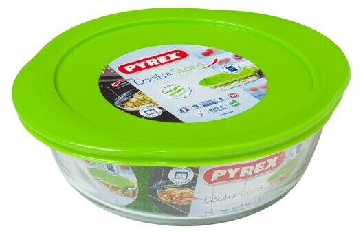 Pyrex Plat rond en verre avec couvercle Cook & Store 1,1L