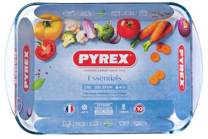 Pyrex Plat à lasagne rectangulaire en verre Essentials 35x23 cm