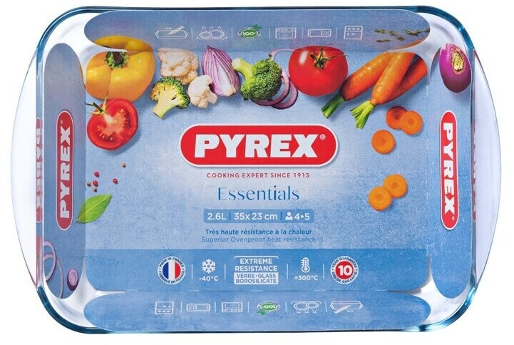 Pyrex Plat à lasagne rectangulaire en verre Essentials 40x27 cm