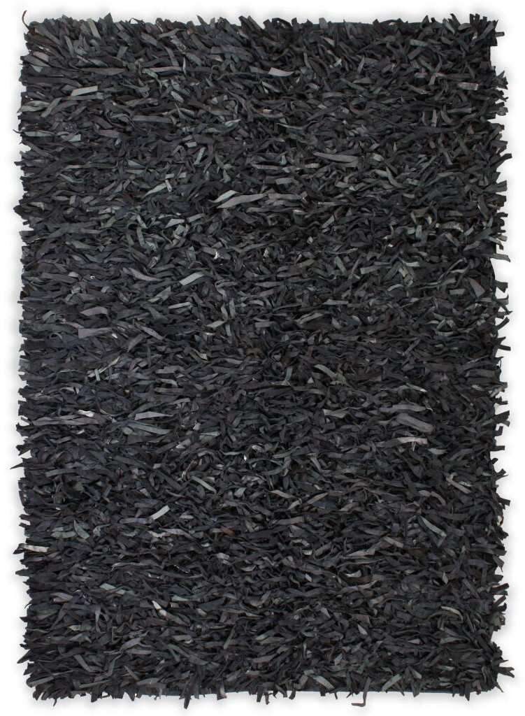 vidaXL Tapis shaggy en cuir 80 x 160 cm gris