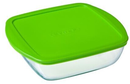 Pyrex Plat à four carré en verre avec couvercle Cook & Store 20x17 cm