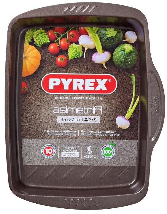 Pyrex Plat à four rectangulaire en métal asimetriA 35x27 cm
