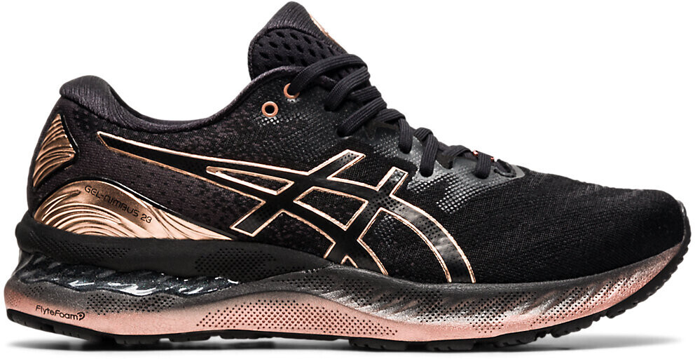 black and rose gold asics womens