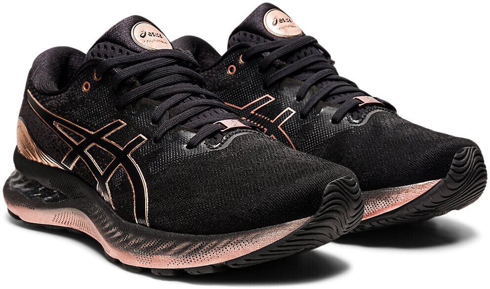 black and rose gold asics womens