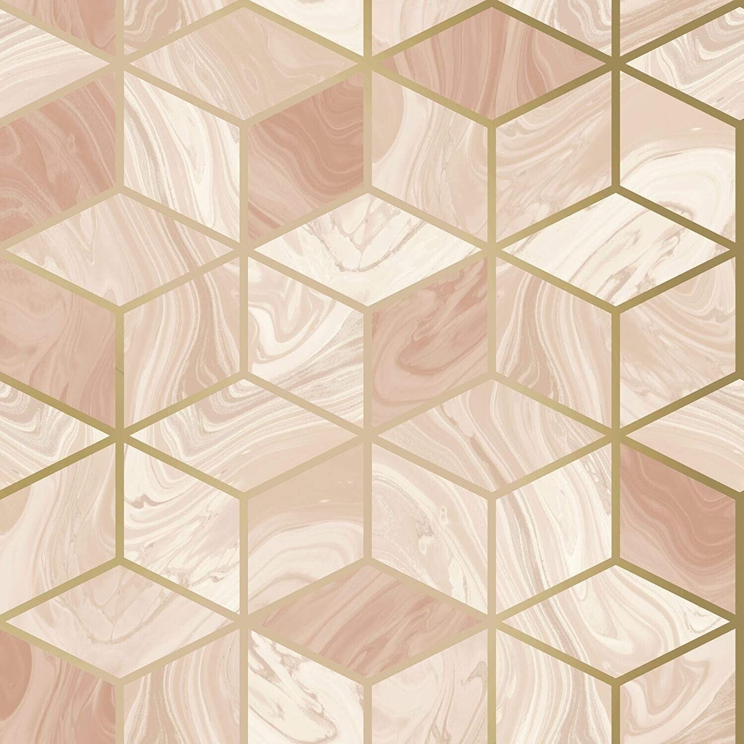 Rasch Marble Geometric Wallpaper Blush 248951