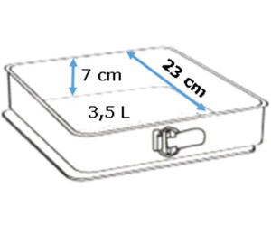 Moule carré en métal hauteur 7,5 cm, côté 20 cm