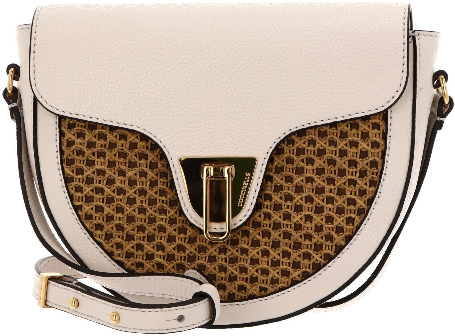 Coccinelle Beat Paglia Rete Crossover Bag lambskin white/caramel