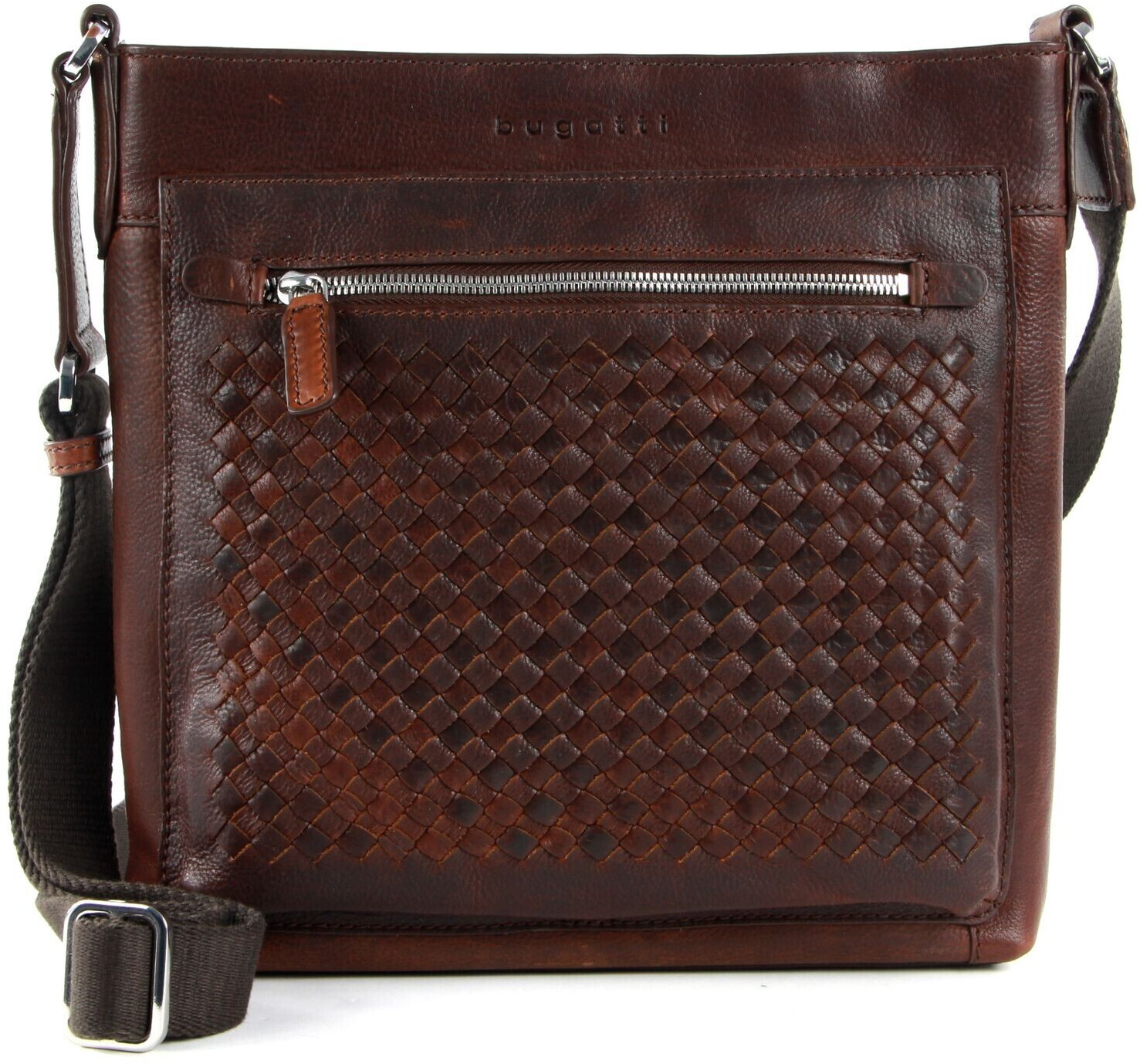 Bugatti Woven Cross Over Bag Flat british tan