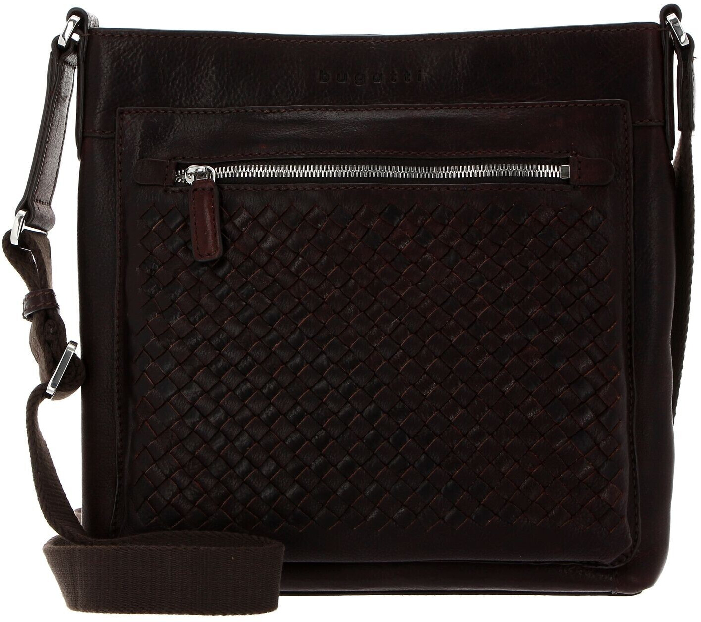 Bugatti Woven Cross Over Bag Flat darkbrown