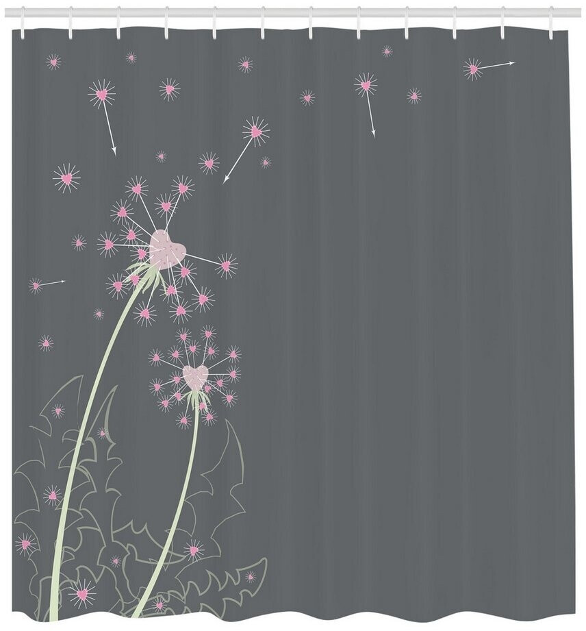 Abakuhaus Shower curtain modern digital print with 12 hooks on fabric 175 x 180 pink and grey heart pastel love
