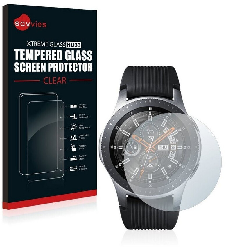 Savvies Panzerglas kompatibel mit Samsung Galaxy Watch (46 mm) - Echt-Glas,  9H Härte, Anti-Fingerprint ab 3,75 €