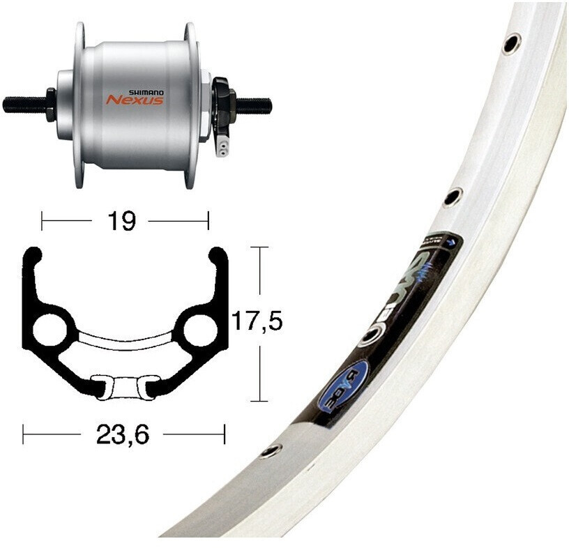 Ryde Zac 19 Front Wheel 28x1.75 DH-C3003 Nabendynamo silver 36H