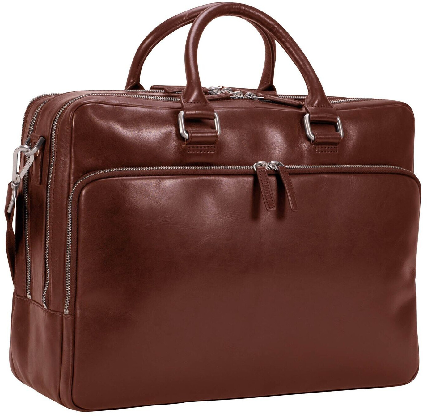 Leonhard Heyden Cambridge Briefcase 3 Compartments XL cognac