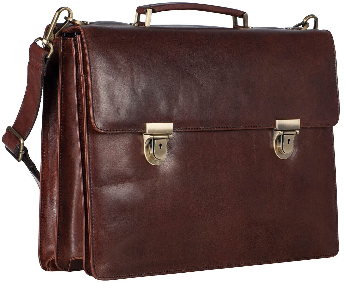 Leonhard Heyden Cambridge Briefcase 3 Compartment redbrown