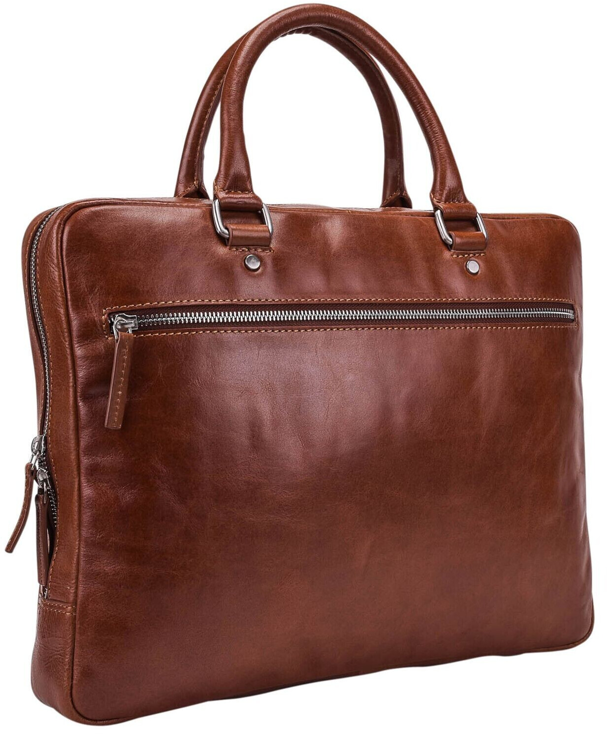 Leonhard Heyden Cambridge Zipped Briefcase 1 Compartment cognac
