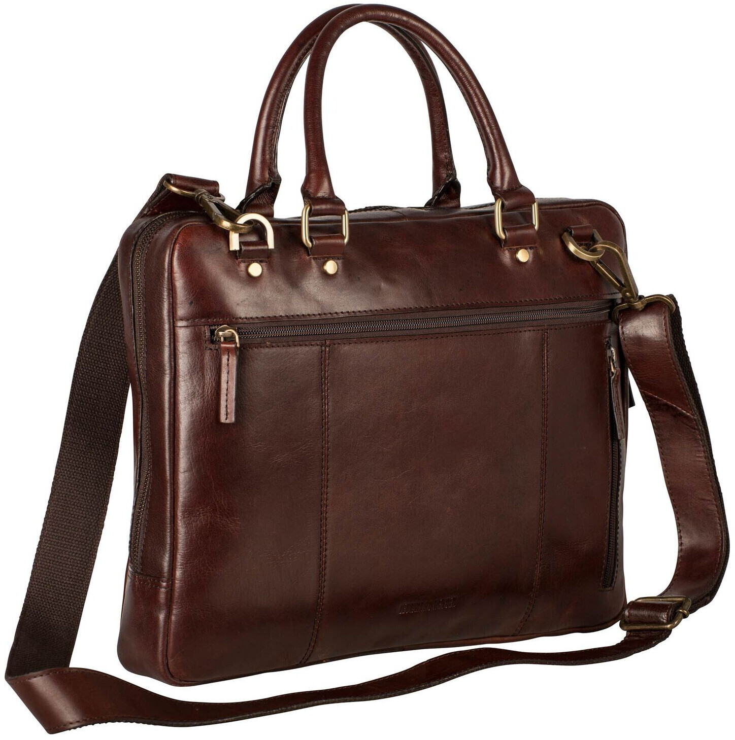 Leonhard Heyden Cambridge Zipped Briefcase 1 Compartment redbrown