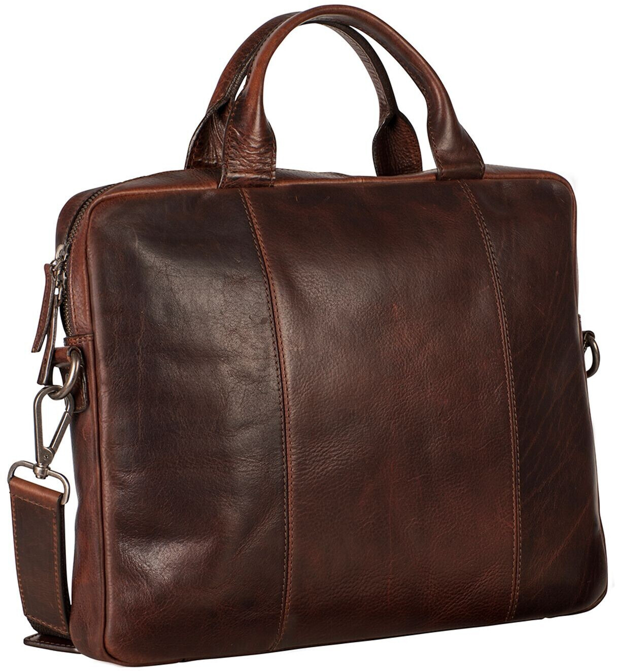 Leonhard Heyden Roma Slim Zipped Briefcase 1 Compartment brown