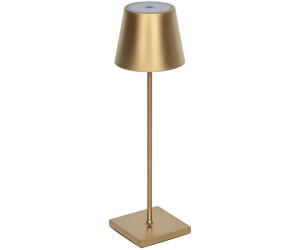 Tischleuchte Textil gold Beistellleuchte Stoffschirm Nachttischlampe gold,  Metall nickel, Fernbedienung dimmbar, RGB LED 3,5W 320Lm