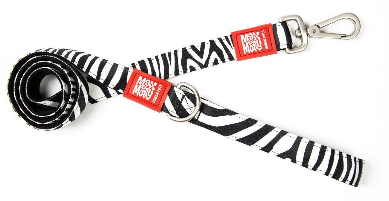 Max & Molly Original Short Dog Leash Zebra Classic XS 120 x 1cm