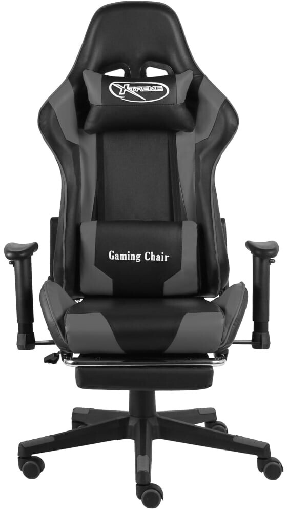 vidaXL Chaise de jeu ergonomique avec repose-pied Gris