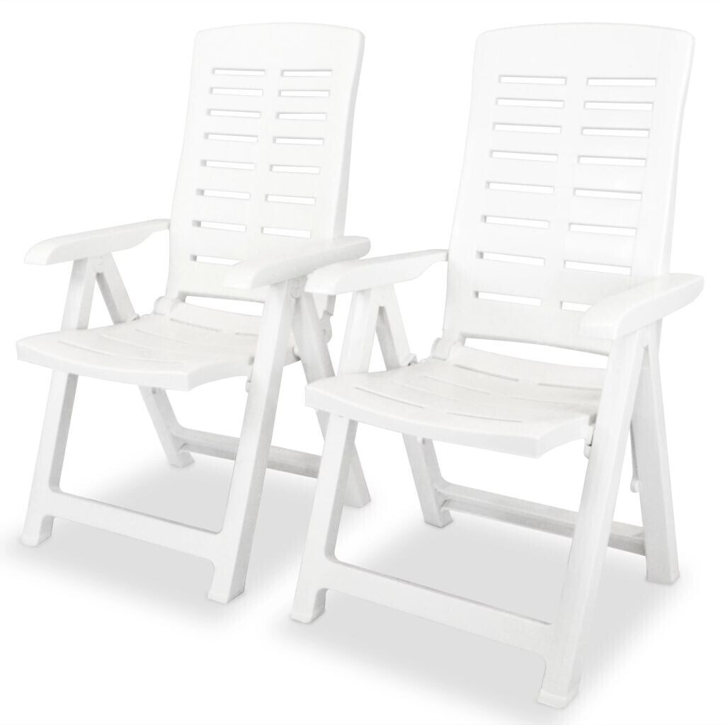 Buy vidaXL Plastic White Reclining Garden Chairs 2pcs from