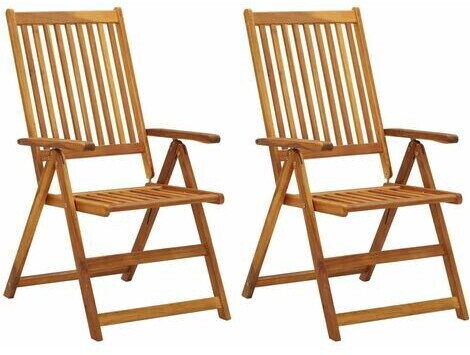 vidaXL Solid Acacia Reclining Garden Chairs - 2pcs
