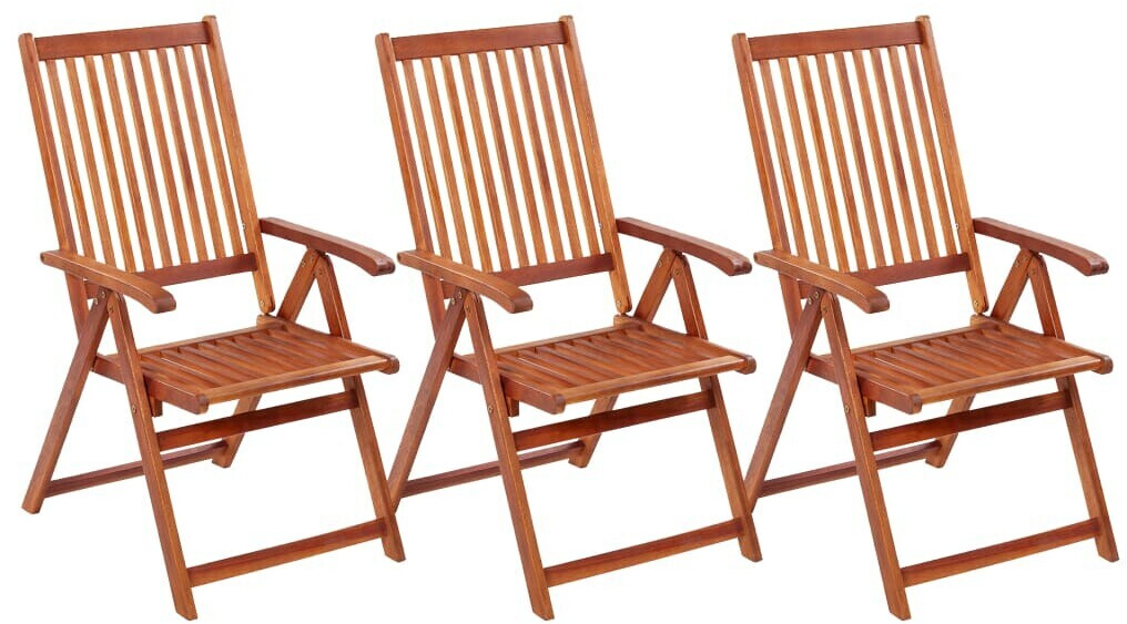 vidaXL Solid Acacia Reclining Garden Chairs - 3pcs