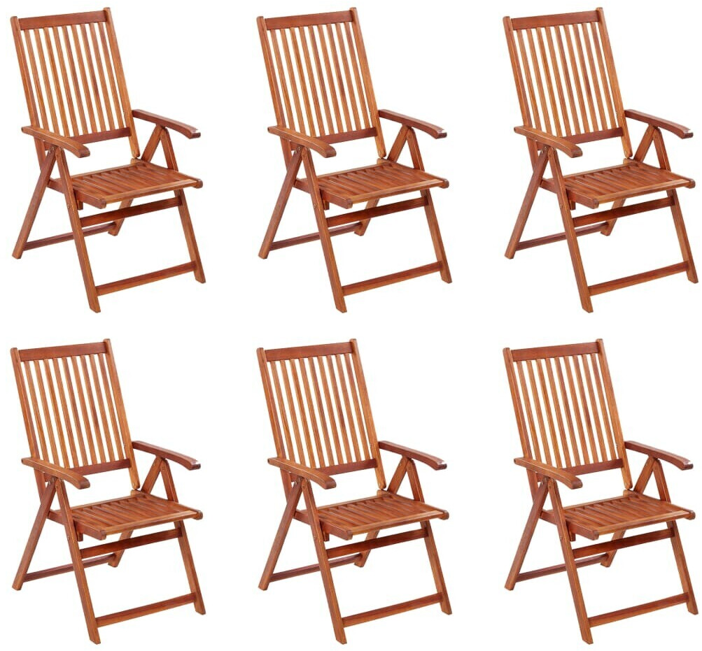 vidaXL Solid Acacia Reclining Garden Chairs - 6pcs