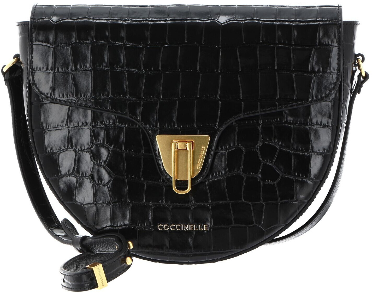 Coccinelle Beat Croco Crossbody Bag Noir