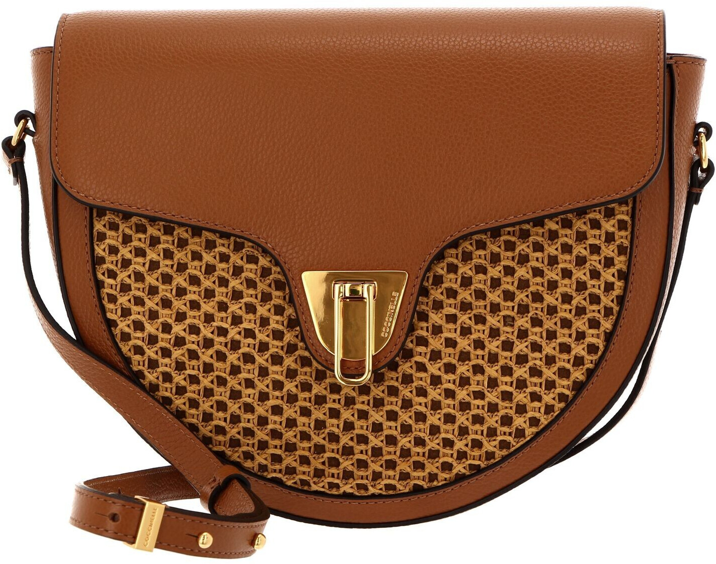 Coccinelle Beat Paglia Rete Crossbody Bag Caramel/Caramel