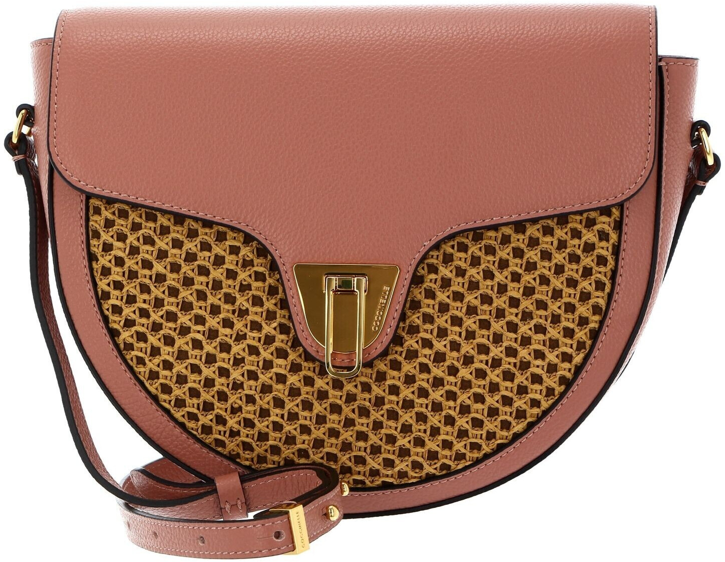 Coccinelle Beat Paglia Rete Crossbody Bag Litchi/Caramel