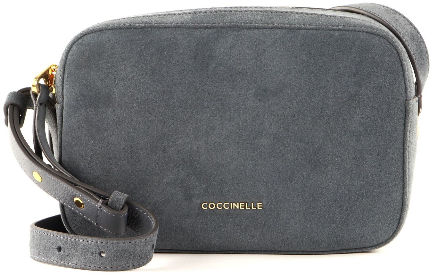 Coccinelle Lea Suede Double Zip Crossbody Bag Ash Grey