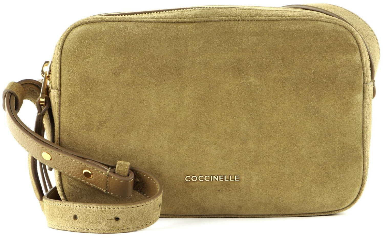 Coccinelle Lea Suede Double Zip Crossbody Bag Moss Green