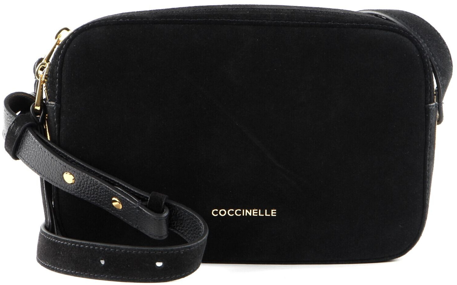Coccinelle Lea Suede Double Zip Crossbody Bag Noir