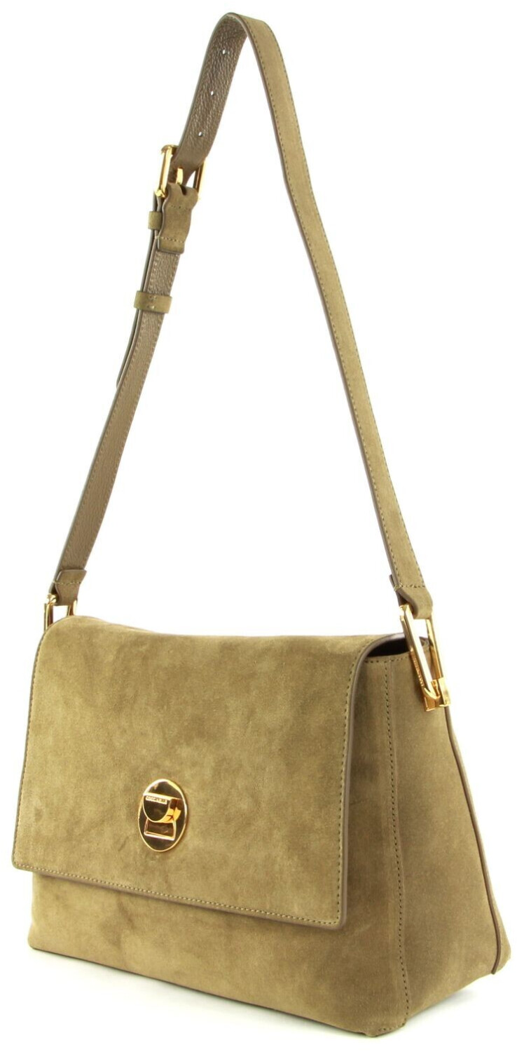 Coccinelle Liya Suede Handbag Moss Green