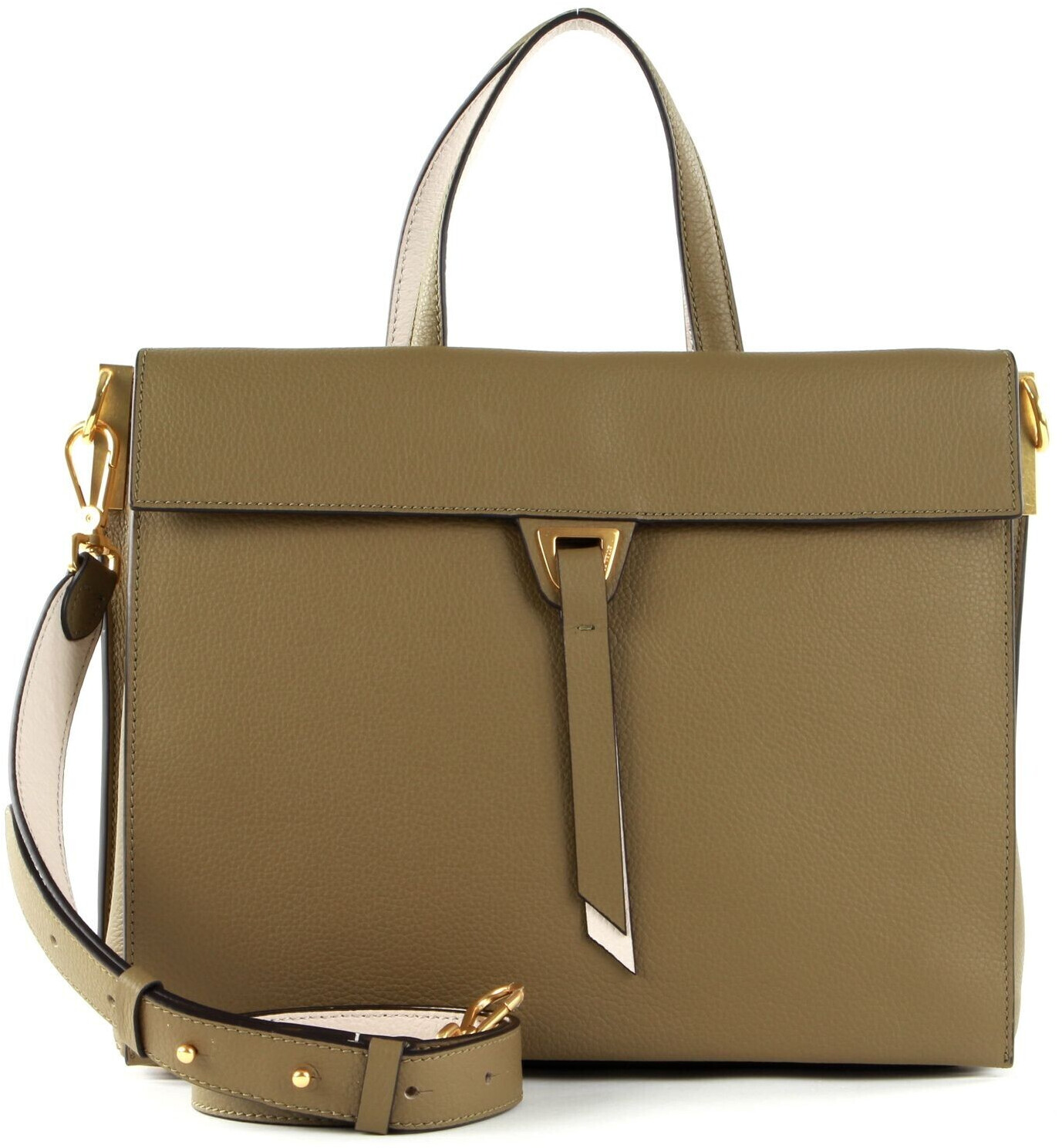 Coccinelle Louise Handbag Moss Green/Lambskin White