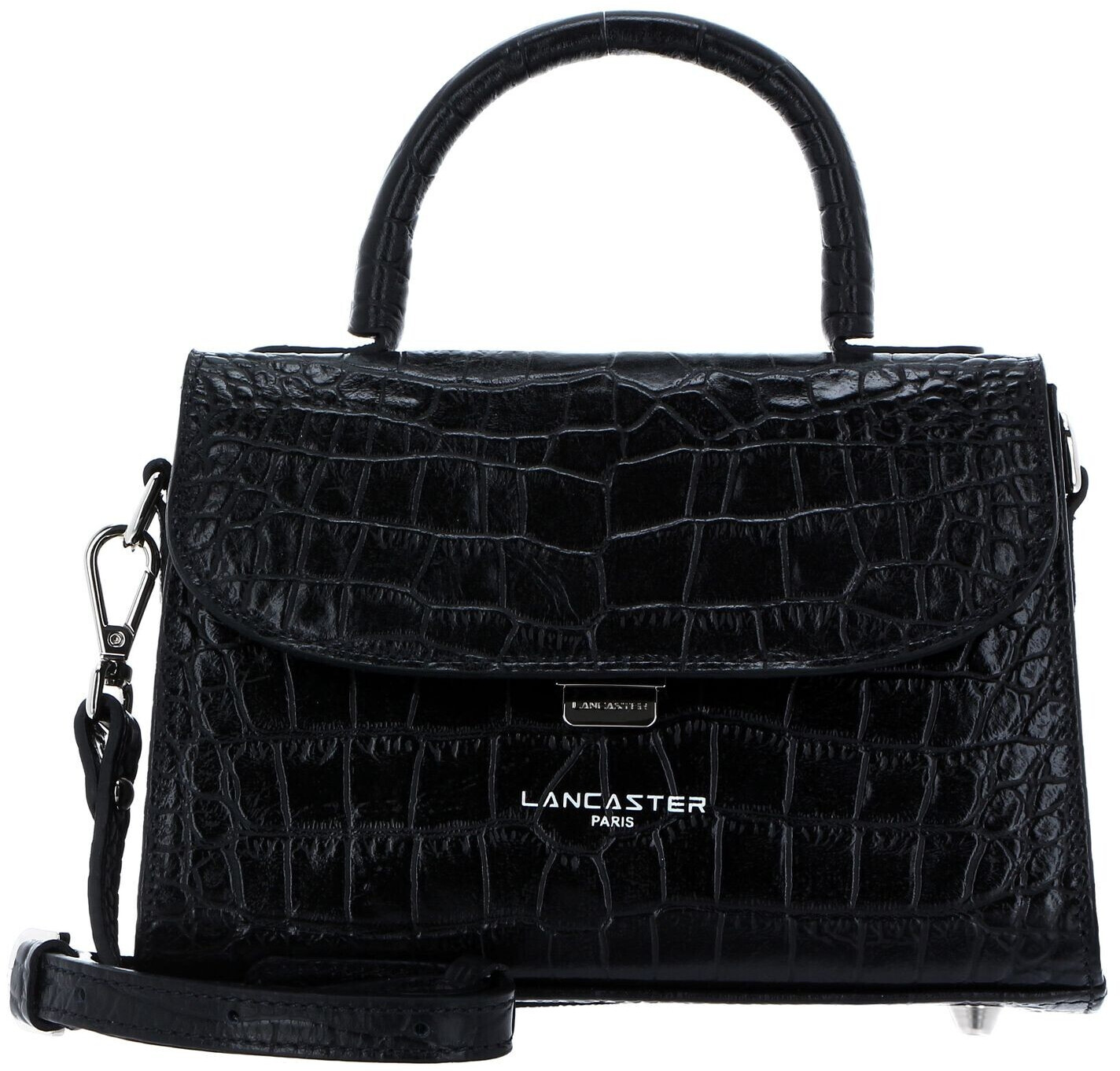 Lancaster Exotic Croco Small Handle Bag Noir