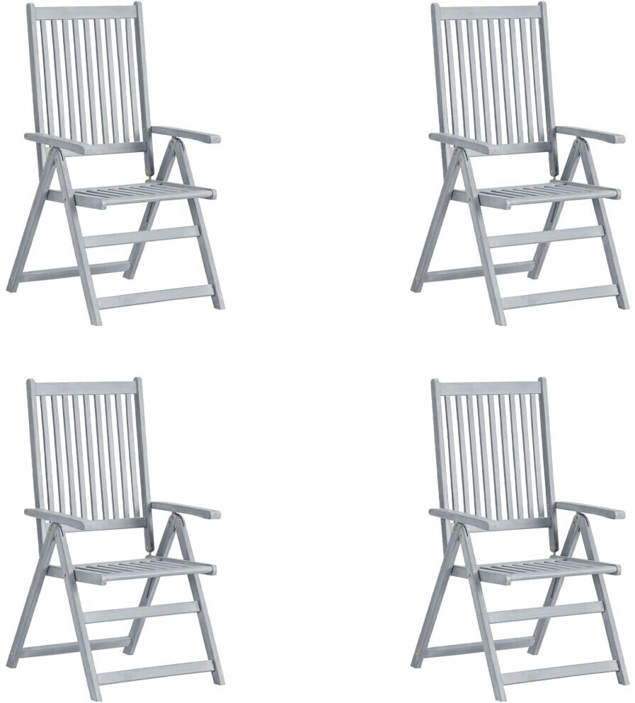 vidaXL Solid Acacia Reclining Garden Chairs (White) - 4pcs