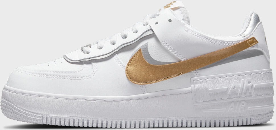 nike air force shadow white gold