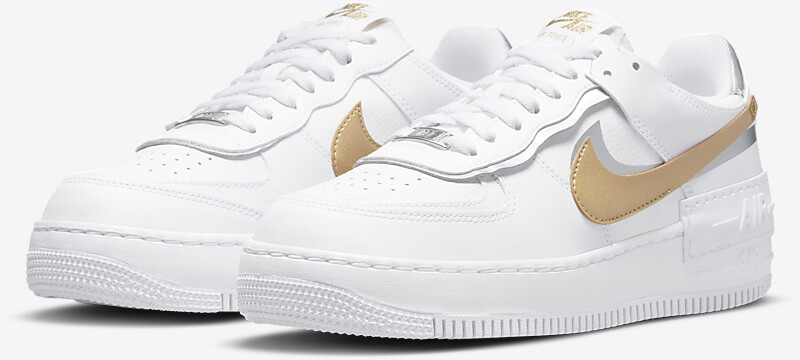 nike air force shadow white gold